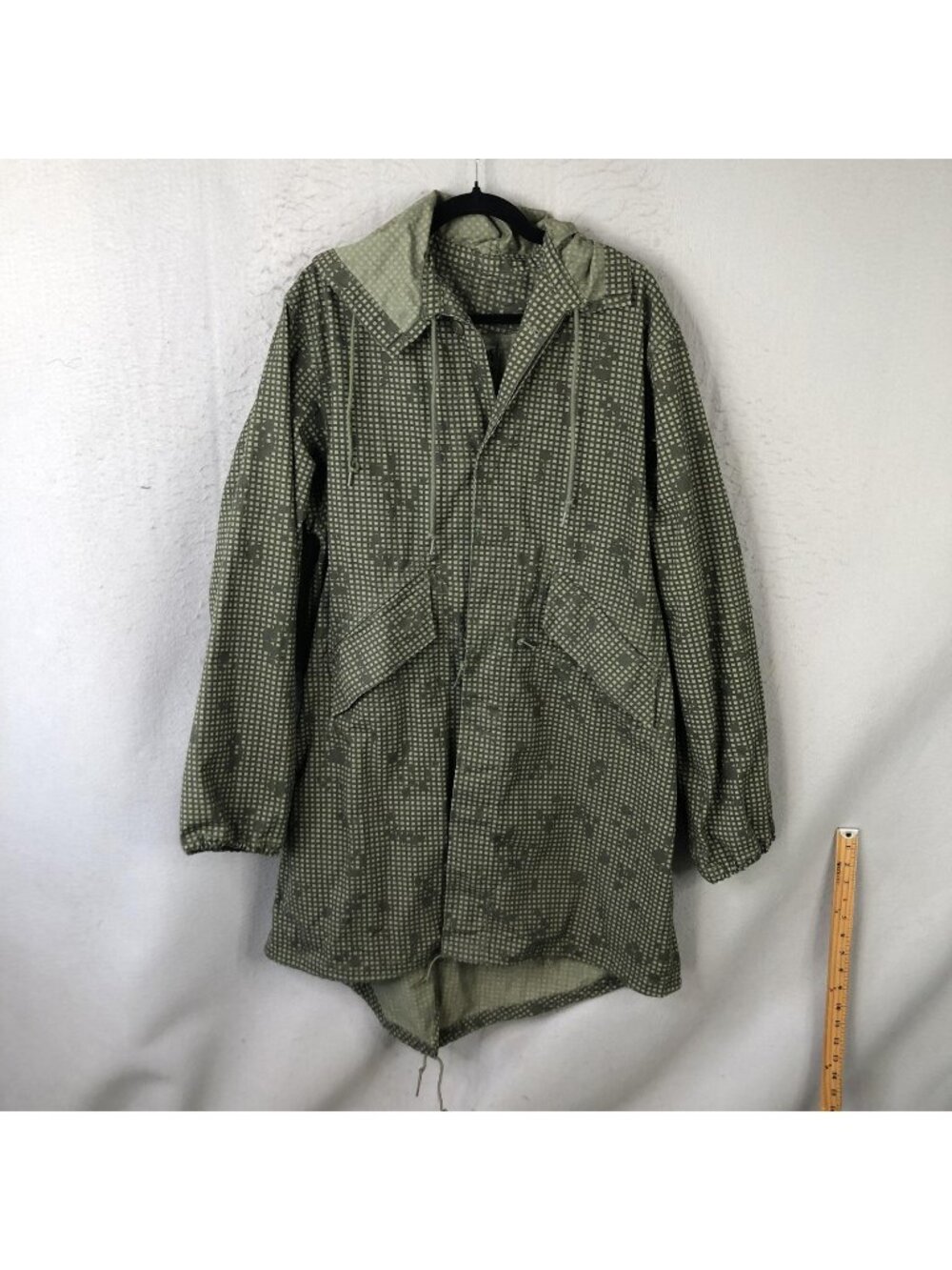 Vintage Night Desert Coat Mens Medium Green Camo Hooded Fishtail Parka Army